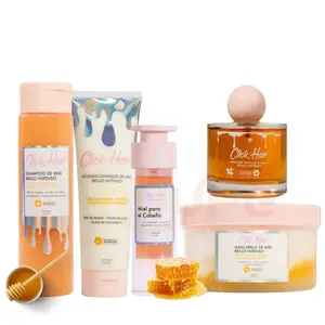 Click Hair Shampoo de miel x 300ml, Acondicionador brillo intenso x 300ml  Perfume de miel Click hair x 100ml, Mascarilla de miel Click hair x 300 ml y Miel Capilar click hair x 50ml (5 Pack)