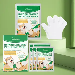 Disposable Pet Grooming Gloves, 2 Counts/5 Packs Pet Hair Skin Care Gloves, Portable Pet Cleaning Wipes, Pet Supplies for Outdoor Travel