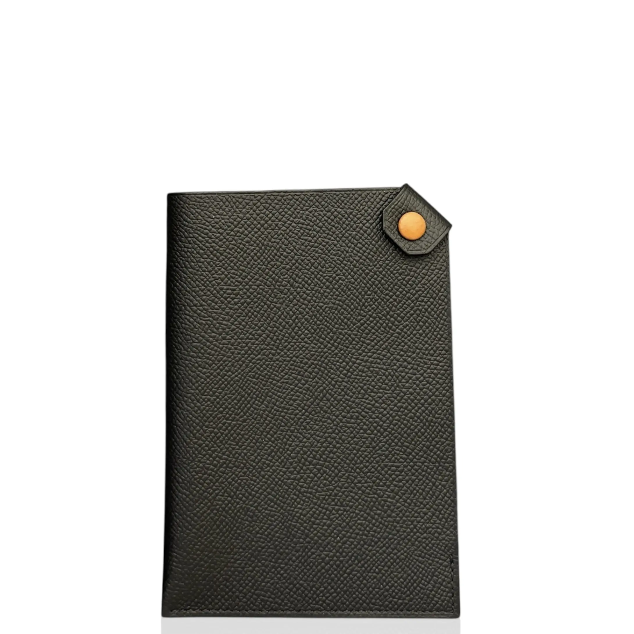 Pre-owned HERMÈS Leather small leather goods Hermes Tarmac Passport Holder Epsom 89 Noir (ex050726a1)