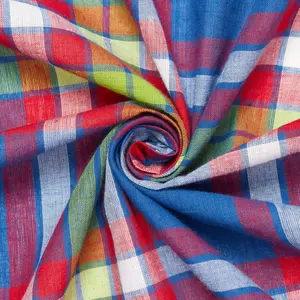 Hooten Royal Blue Plaid Madras Cotton Fabric by the Yard