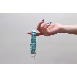Blue Gingham Scrunchie Keychain