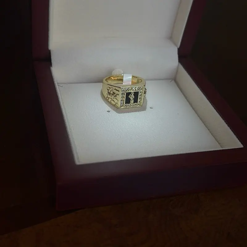 Dark Fantasy Aesthetic Gothic Band, Gold-Plated with Cubic Zirconia for Men & Women, Sizes 9-12 with Gift-Ready Box, Jewelry Rings, Angel Of Death, Everyday Wear Jewelry, Elegant Look, Surprise Ring, Metallic Band Ring