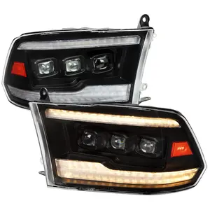 2009-2018 Dodge RAM 1500 / 2019 RAM Classic / 2010-2018 RAM 2500 3500 Switchback Sequential Full Amber LED Projector Headlights (Matte Black Housing/Clear Lens)