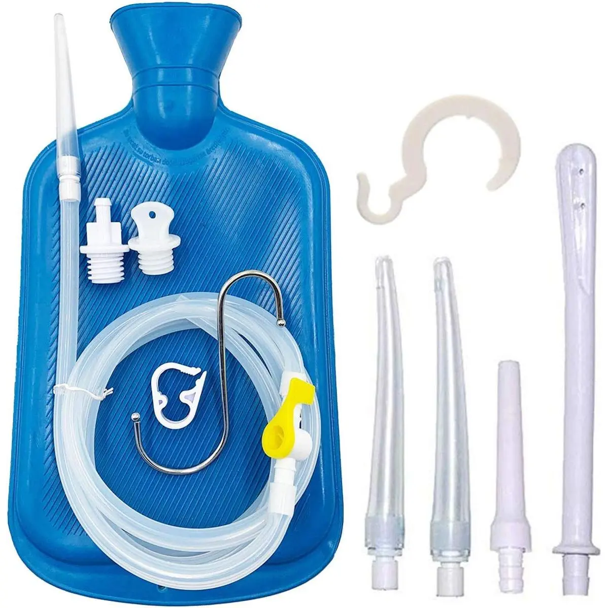 Enema Kit – 2L Enema Bag – 5.0ft. Long Silicone Hose – 5 Multi-Size Reusable Tips – Controlled Water Flow –  Colon Detox Cleanse Enemas