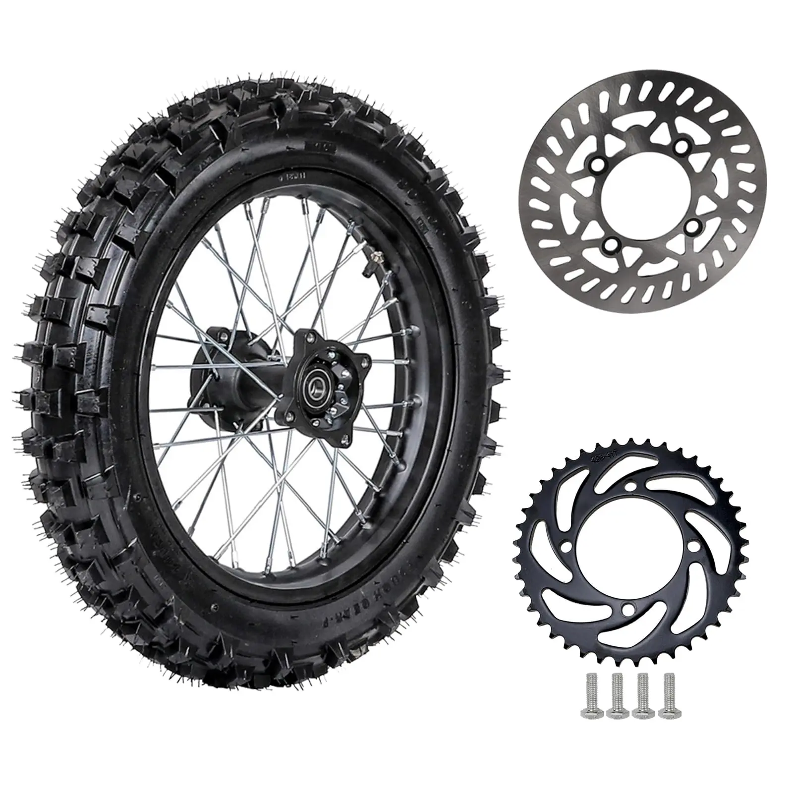 14" Motorcycle Rear Wheel 90/100-14 Tire Rim with Disc Brake Rotor and 428 41 Teeth Chain Sprocket for Dirt Pit Bike Offroad Motobike Motocross Scooter Razor Taotao Apollo SSR 110cc 125cc 140cc
