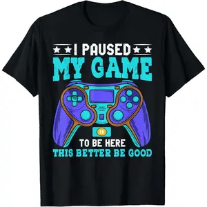 Customized Paused My Game T Shirt for Boys Men and Teens Ideal Casual Wear Made in the USA