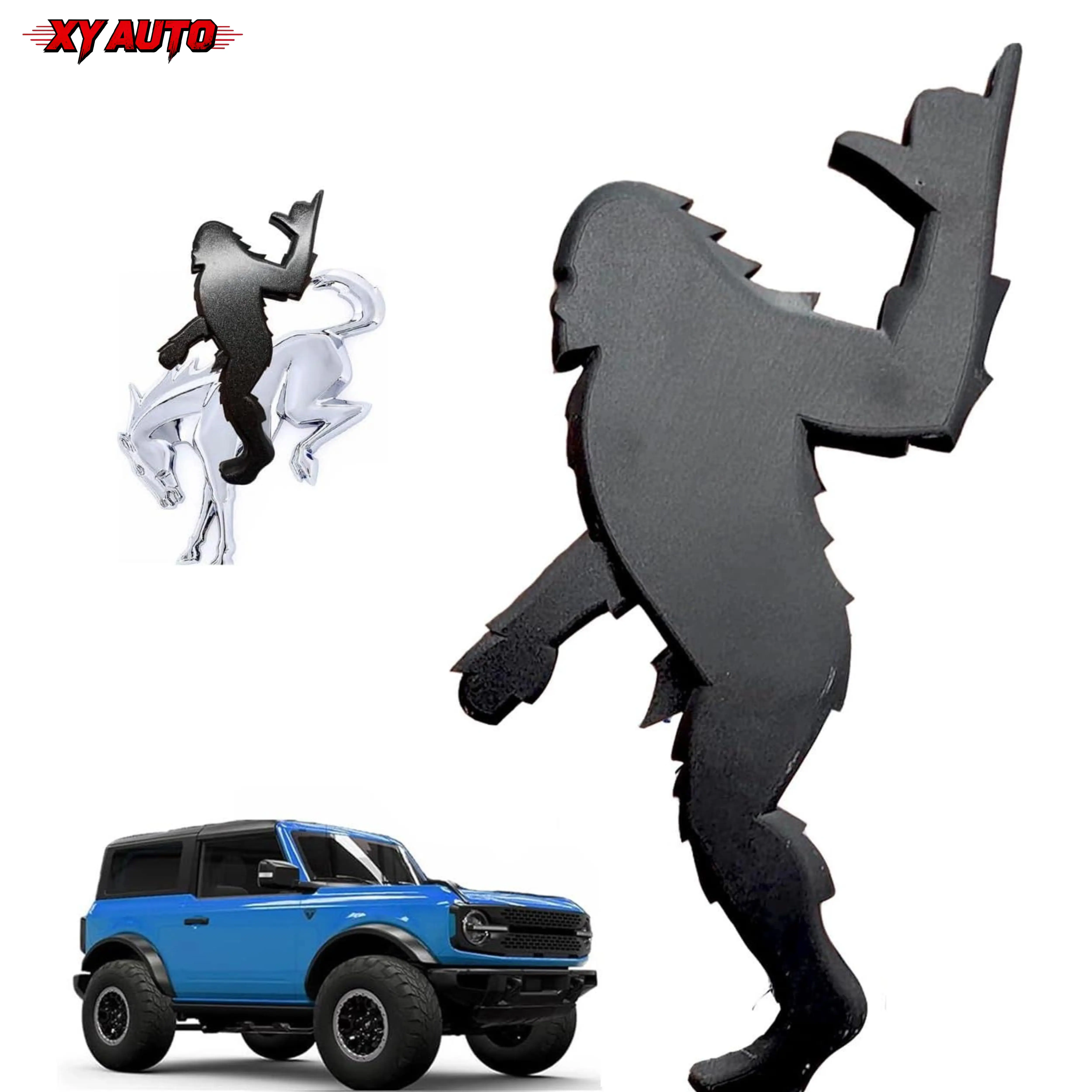 3"x 4" Black Rock On Plastic Overlay Decal, Easy Install Industrial Strength 3M Tape, Fun Off-Road Accessory Without Pony Emblem