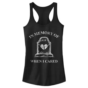 Juniors Womens Lost Gods Halloween In Memory of When I Cared Racerback Tank Top