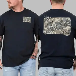 180g[100%cotton]Burlebo Style Deer & Duck Graphic T-Shirt| Hunting Outdoor Tee 2026| Camo Inspired Country Lifestyle Shirt| Gift for Hunters, Outdoorsmen, Fishing & Ranch Life Lovers| Unisex Casual Streetwear Sand Tee