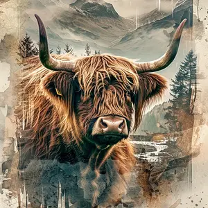 Bison and Landscape Pattern DIY Diamond Arts Colorful Painting Kit without Frame, DIY 5D Diamond Arts Colorful Painting Kit, Wall Art Decor for Home, Diamond Painting Kits