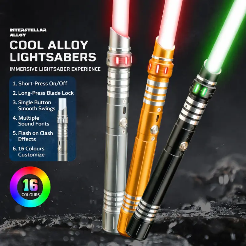 Interstellar Alloy Cool Real Lightsabers Metal Laser Sword with 16 Vibrant Colors, Vibrating Function for Immersive Play & Fun