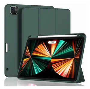 iPad Pro 12.9 Inch Case 2022/2021/2020(6th/5th/4th Gen) with Pencil Holder,Smart Case [Support Touch ID and Auto Wake/Sleep] with Auto 2nd Gen Pencil Charging (Midnight Green)