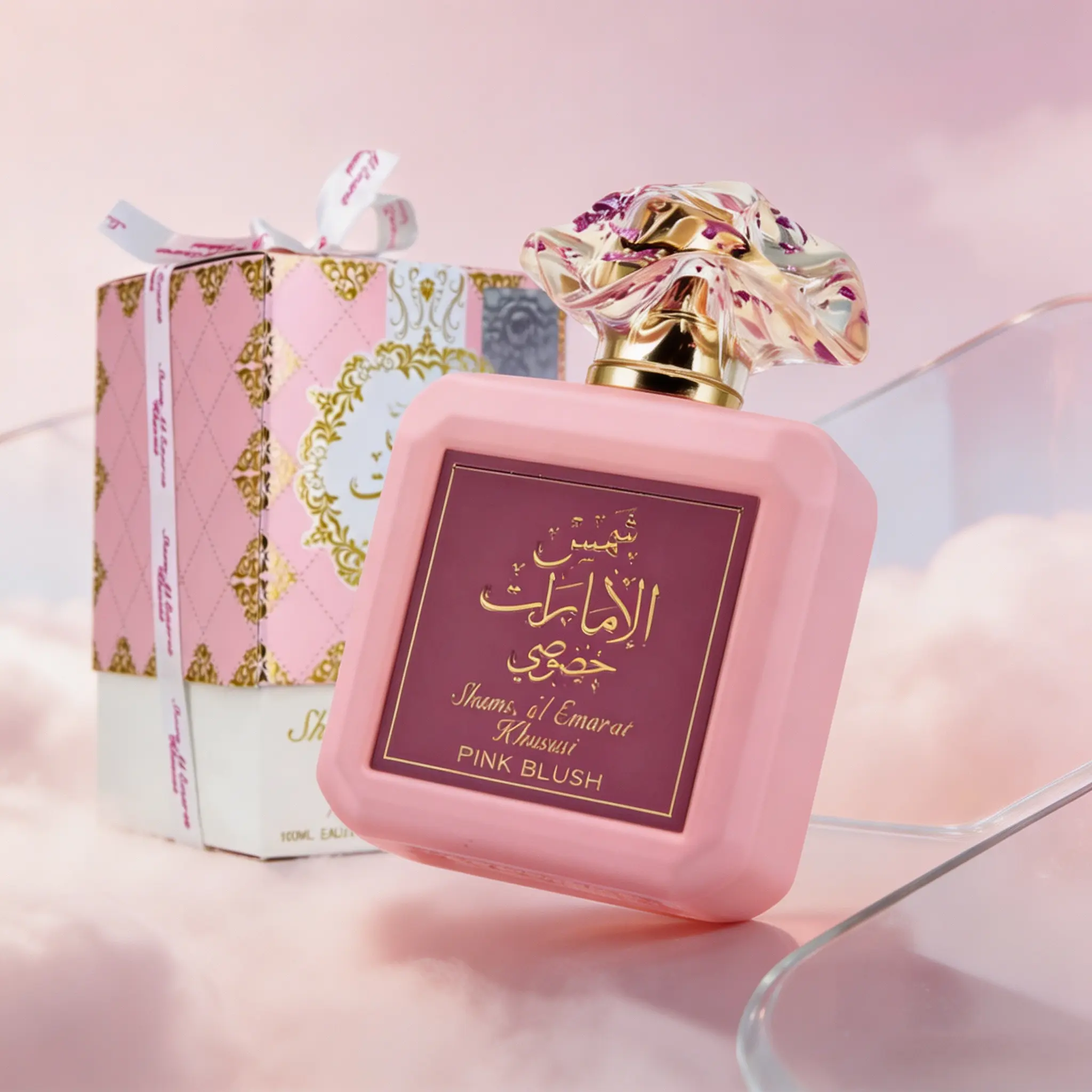 Ard al Zaafaran Pink Blush Shams Al Emarat Khususi – Marshmallow Blush EDP 100ml | Sweet & Romantic Arabian Perfume for Women, Captivating Pink Bottle