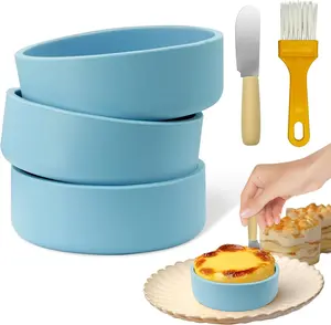 Silicone Air Fryer Egg Mold 3 Pack - Reusable Egg Cups for Air Fryer, Oven & Microwave, Silicone, Dishwasher Safe, Non-Stick Breakfast Accessories, Individual Microwave Egg Cooker (Blue)
