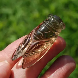1.7" AAA Smoky Citrine Crystal Cicada, Brazil f7