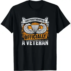 Retired Veteran Airborne Division Paratrooper T-Shirt Relaxed Fit Cotton T-Shirt