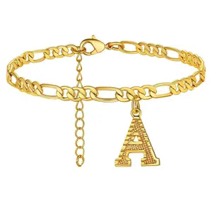 Classic 26 letter feet chain stainless steel vacuum golden Cuban chain summer beach feet decoration, beautiful birthday gift