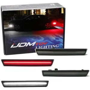iJDMTOY Smoked Lens White/Red Full LED Side Marker Light Kit For 2015-22 Dodge Challenger, Powered by Total 180-SMD LED