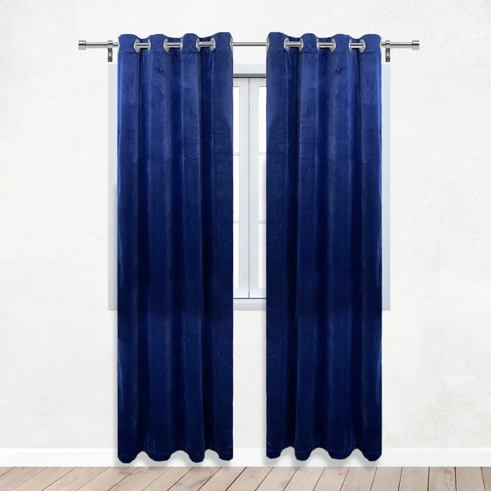 52 X 108 Inch Velvet Curtains with Grommets Navy Blue - 2 Panels