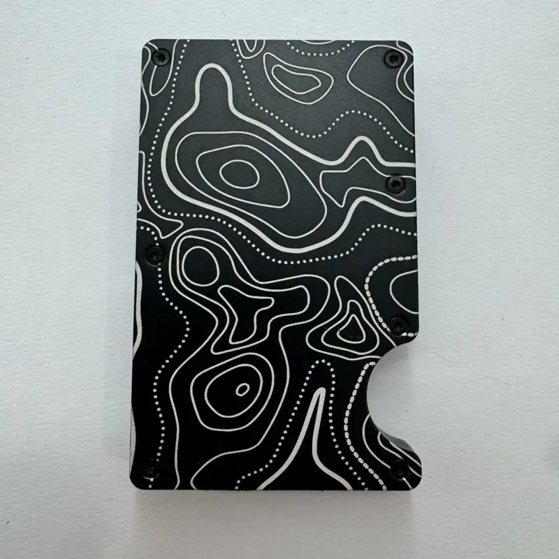 Aluminum Topography engraved RFID blocking minimalist wallet