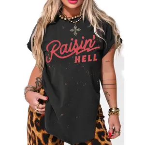 RAISIN' HELL VINTAGE BLEACHED OUT SIDE SLIT TEE