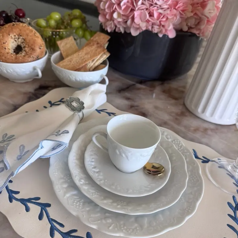 6 pieces - Luxury Placemat Set for 2 – | Linen Napkins & Metal Napkin Rings