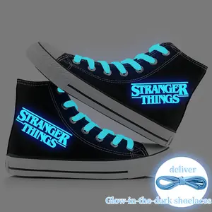 Stranger Things Moonlight high-top canvas shoes for teenagers and students, fashionable versatile Y2K flat sneakers, training and outdoor sports shoes, ideal as birthday and holiday gifts