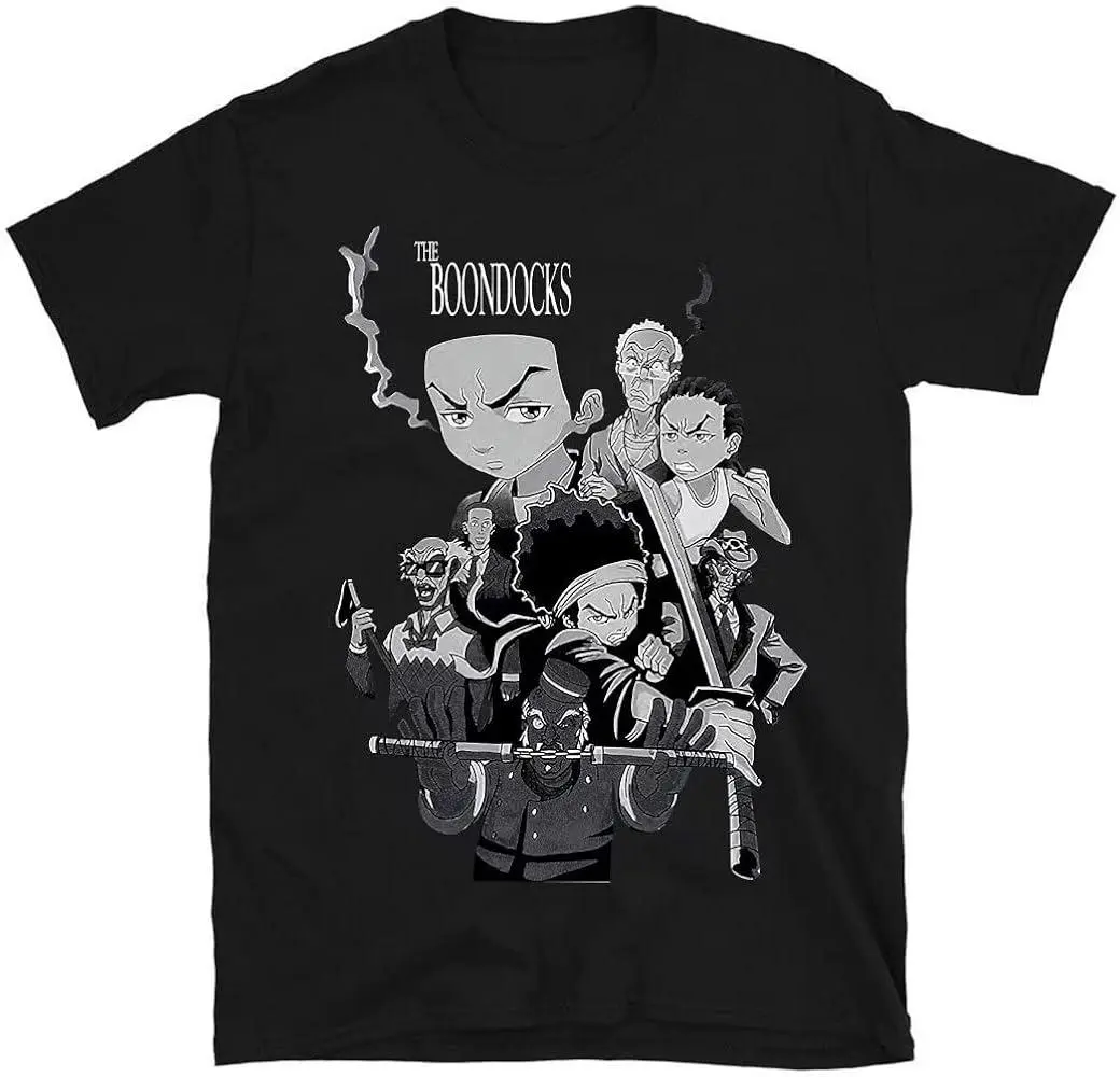 The Boondocks Shirt TV Character Logo Shirts Men's Casual Black Short Sleeves T-Shirt