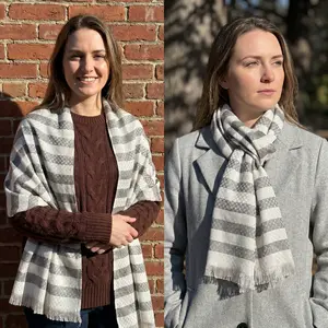 Unisex Striped Lightweight Scarf Soft Breathable Shawl Wrap Comfortable Neck Scarf for Spring Summer Travel Office Daily Wear