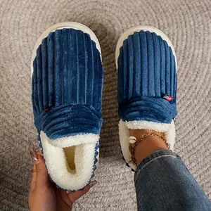 Winter Warm Thermal Anti-Slip Slippers Boots with Thick Sole |   Suitable for Indoor/Outdoor Use, Cozy Soft Sole, Solid Color, Fabric Upper and Inner, EVA Sole and Insole, Women Shoes