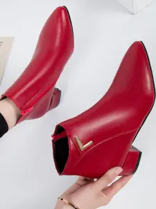 Women's PU Leather Mid-Calf Chelsea Boots, Casual Boots, Sexy Low Heel Ankle Booties, Vintage Style Fall & Winter Fashion Shoes