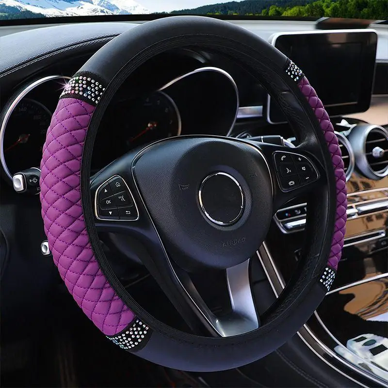 Artificial Rhinestone Car Steering Wheel Cover, Decorative Car Sparkling Rhinestones Protector, Automotive Accessories for Decoration, Car Interior De