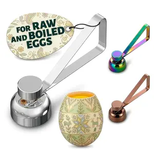 Egg Cracker Tool for Raw Eggs — Egg Shell Opener for Soft-Boiled Shell Tops, Stainless Steel Topper with Ergonomic Adjustable Effort — Clean Cut Design for Breakfast Prep, Custards, & Baking (Silver)