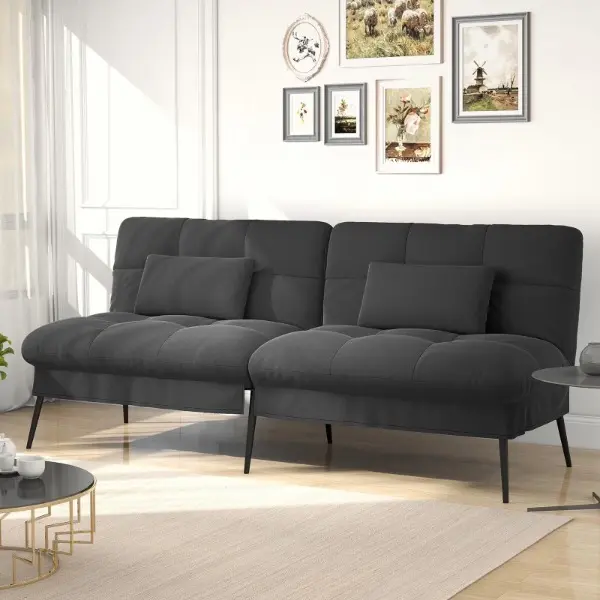 Modern Black Sofa with Comfortable Cushions and Sleek Design for Contemporary Living Rooms