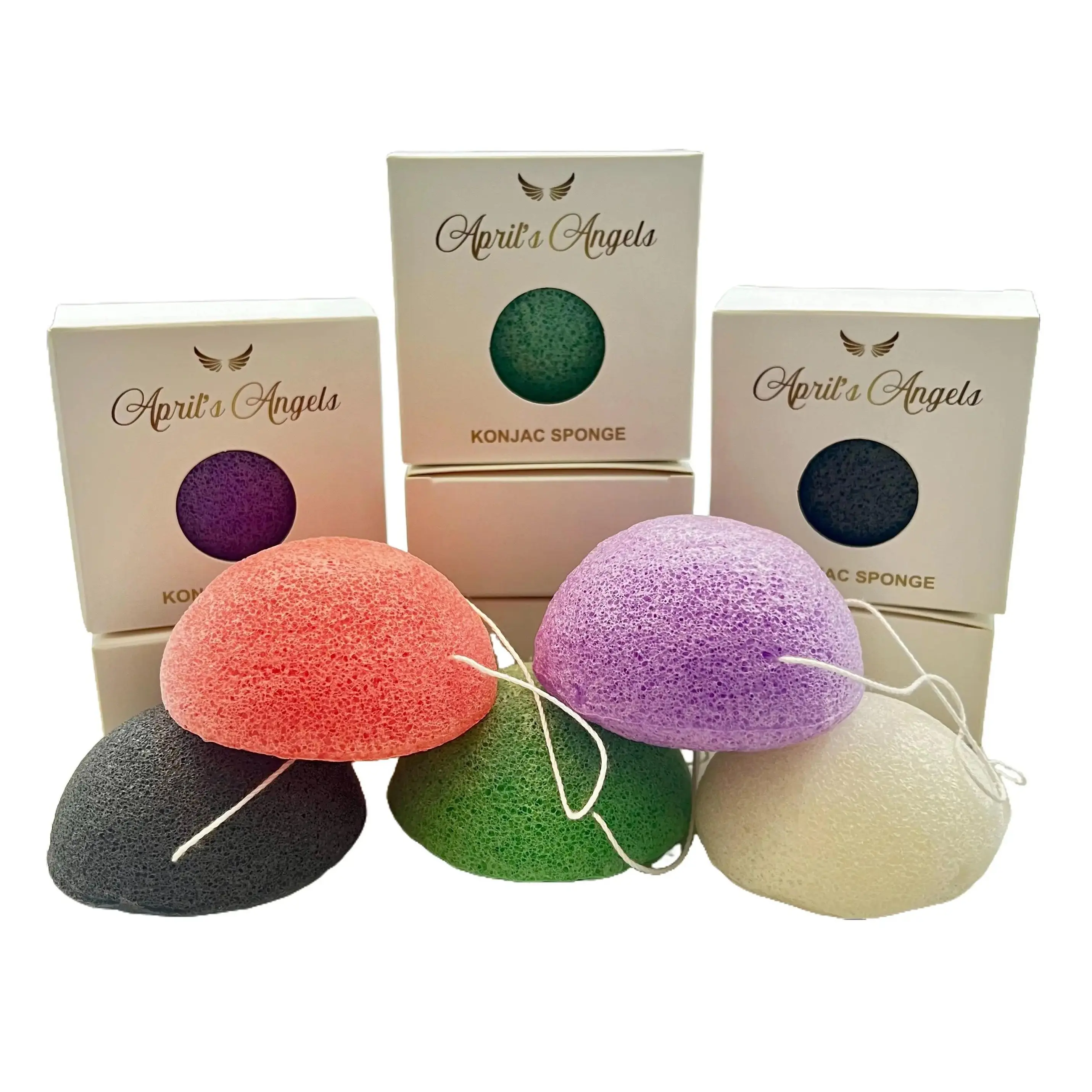 April’s Angels Organic Konjac Facial Sponge - 3 X 3 Inches, Removes Impurities, Excess Oil, Soft Texture, Daily Skincare Tool for Comfort