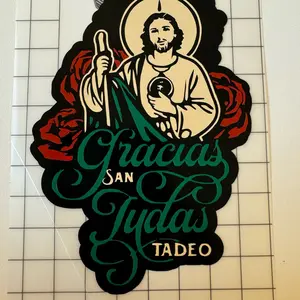 Gracias San Judas Tadeo Color Vinyl Sticker - Durable and Waterproof Decorative