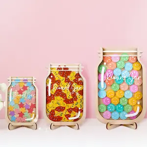 Reward Jar for Kids & Teachers, DIY Name Wooden Chart Included, Perfect for Potty Training & Classroom Behavior Tracking, Educational Learning Tools Kids &Teacher Gifts, Kids Stuff Gift, Gift For Teacher, Easter Gift for Kid