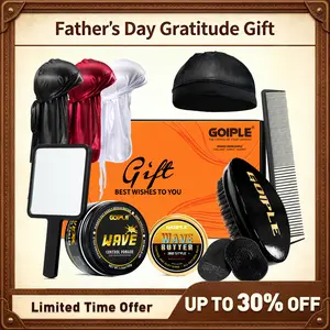 【Father's Day Gratitude Gift】 Strong Hold Wave Pomade for Men, Easy Wash 360 Wave Training Hair Cream Moisture, Silky Shine, Brush and Durag Cap Set Afro Curl Defining Mousse Valentinesday Gift