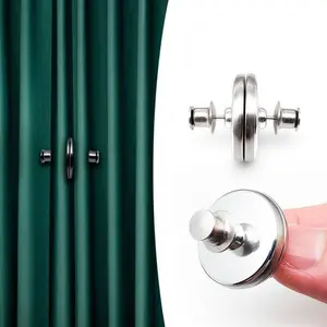 Magnetic Window Curtain Button, Nail Free Detachable Window Curtain Close Magnet Buckle, Aluminum Alloy Curtains Magnet Close Buckle, Detachable Buttons Home Decor