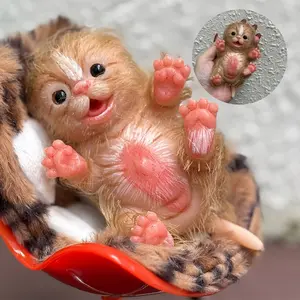 6 Inch Cute Silicone Cat Reborn Dolls 3D Painting with Visible Veins Full Body Soft Solid Silicone Reborn Dolls For Family Toys