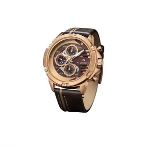 NAVIFORCE Sport Military Watches for Men Waterproof Watch Analog Quartz Leather Band Date Calendar Clock Wristwatch