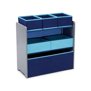 6 Bin Design And Store Toy Organizer, Grey/Blue