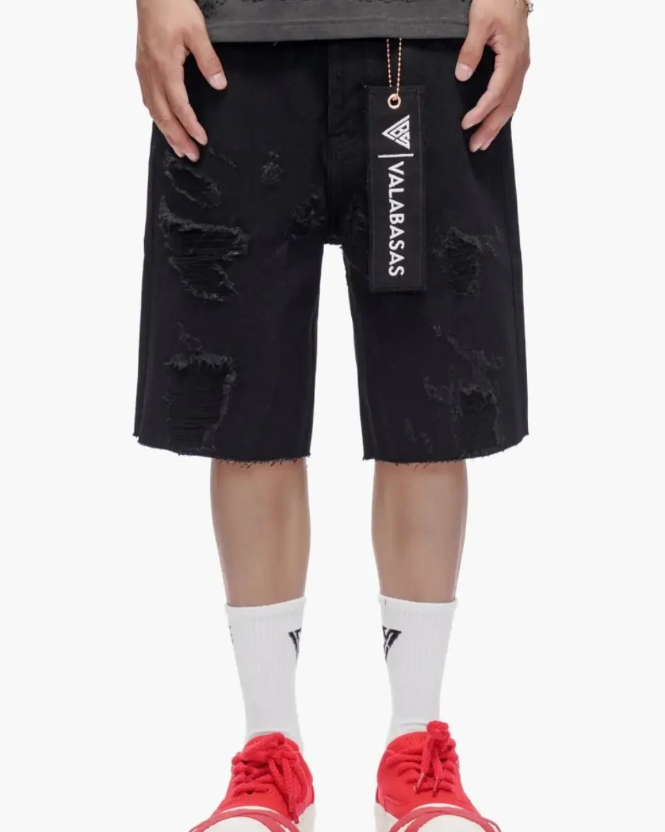 VALABASAS - COMPASS JEAN SHORTS (JT-BLK)