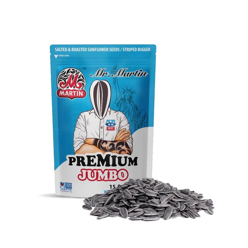 Mr. Martin Freshly Roasted Salted Premium Jumbo Stripped In-Shell Sunflower Seeds - Pack of 6