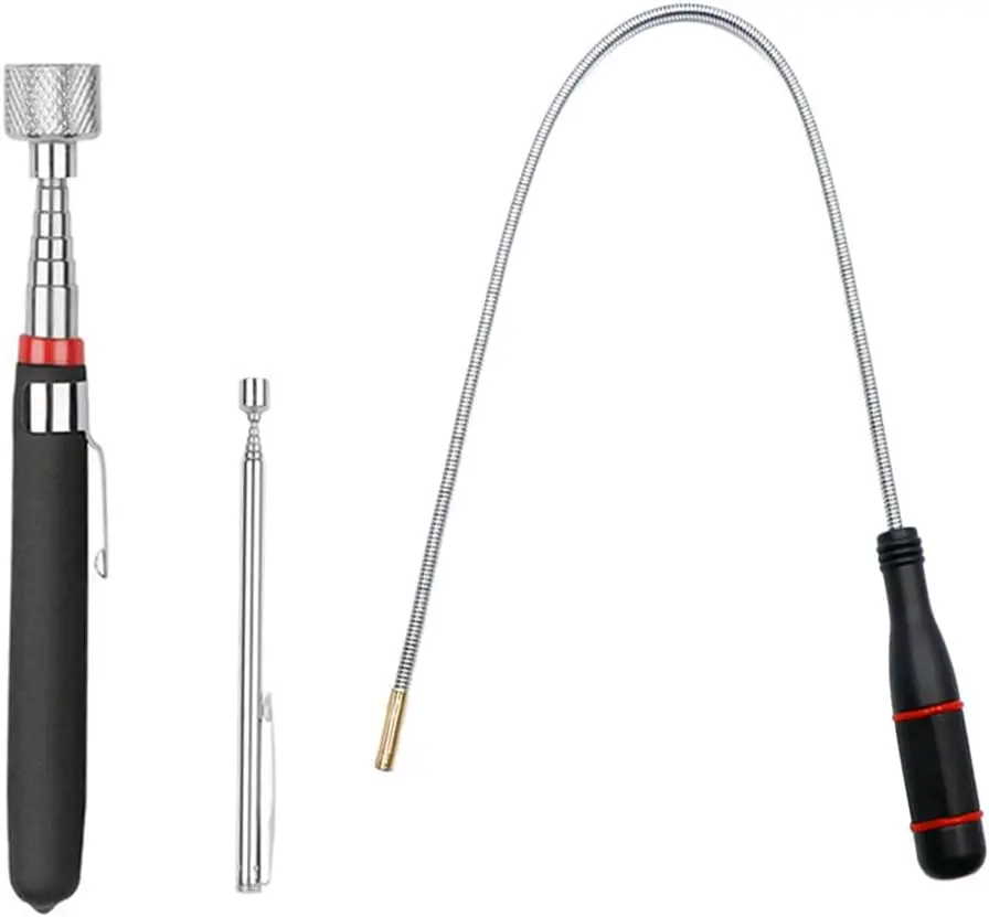3 Pack Telescoping Magnet Pick-up Tool Set - Retrieving Telescoping Magnet Pickup Tools，Extendable Magnetic Pick Up Tools，Bendable Spring Magnet Stick