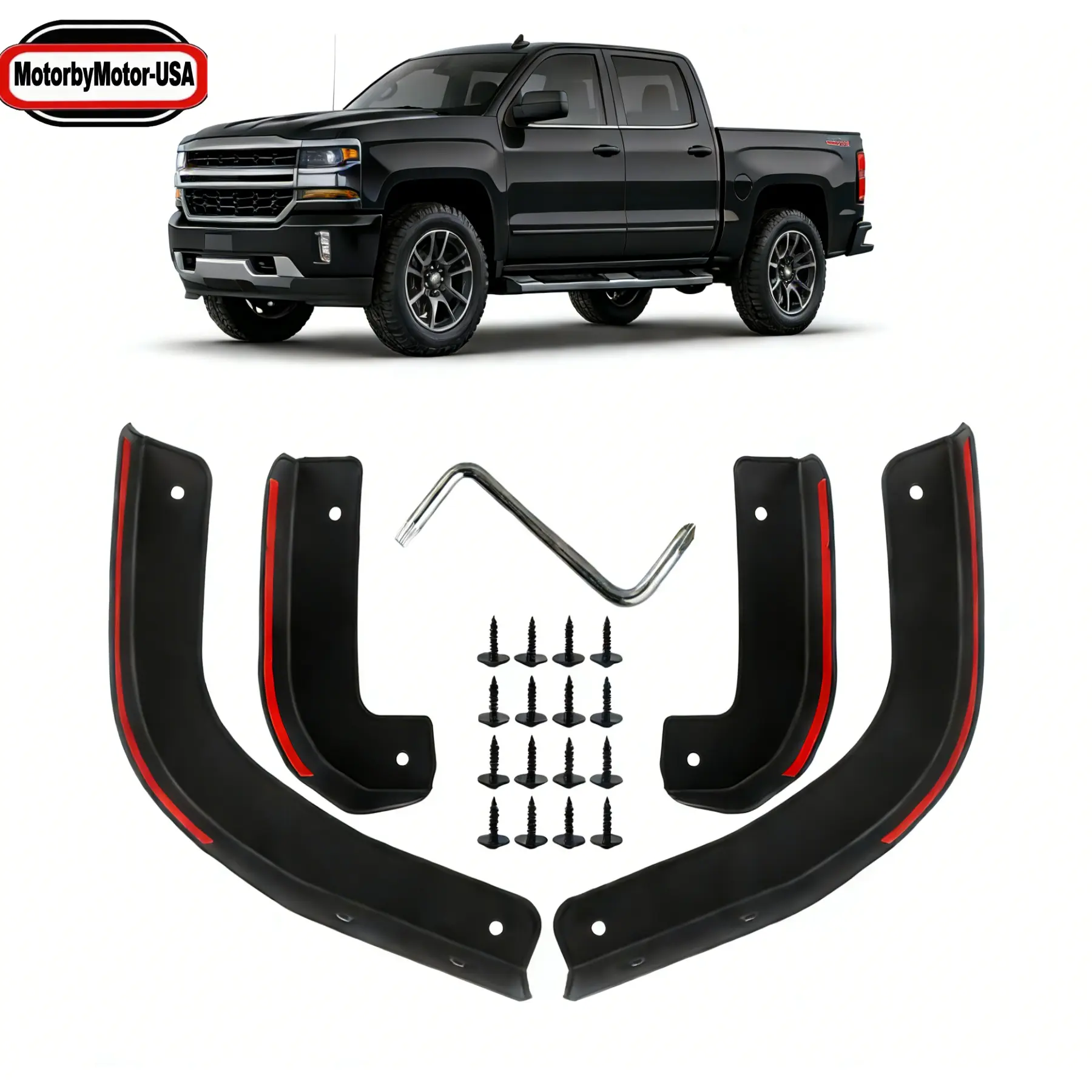 【Stock Up Deals】Bolt-On Mud Flaps & Splash Guards, Front & Rear Protector Accessories for Chevrolet Silverado 1500 2019-2025 Automotive Cars