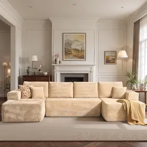 Cloud Couch Sectional Sofa, Oversized U-Shaped Convertible Modular Couch with Deep Seats, Plush Chaise Lounge, Boneless Sectional Couches for Living Room, No Assembly Required, Beige