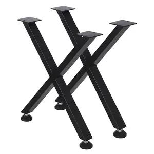 Garvee Metal Table Legs, Set of 2, X-shaped Hollow Core Design, Heavy Duty Square Tube, 71 cm (28 inches) High, Load Capacity up to 400 kg, Powder Coated for Durability, Ideal for DIY Coffee Tables, Dining Tables, and Office Desks