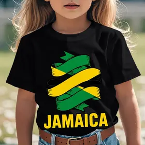 Jamaica Flag Jamaican Pride Funny Aesthetic Graphic Kid T-Shirt Casual Kid T Shirts Streetwear Tees Tops for Kid