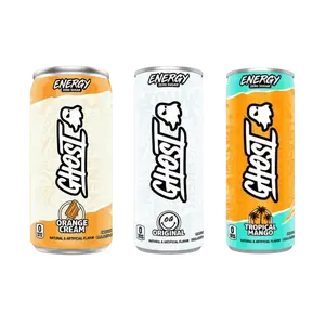 GHOST Energy Drink Mini 8.4 oz Cans (1 of Each) | Orange Cream, Original, and Tropical Mango | Energy & Focus & No Artificial Colors | 100 mg of Natural Caffeine, L-Carnitine & Taurine | Gluten-Free & Vegan